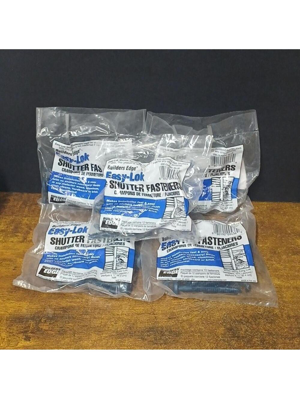 Easy-Lok Shutter Fasteners Lot, 58 Total Blue Fasteners, Builders Edge